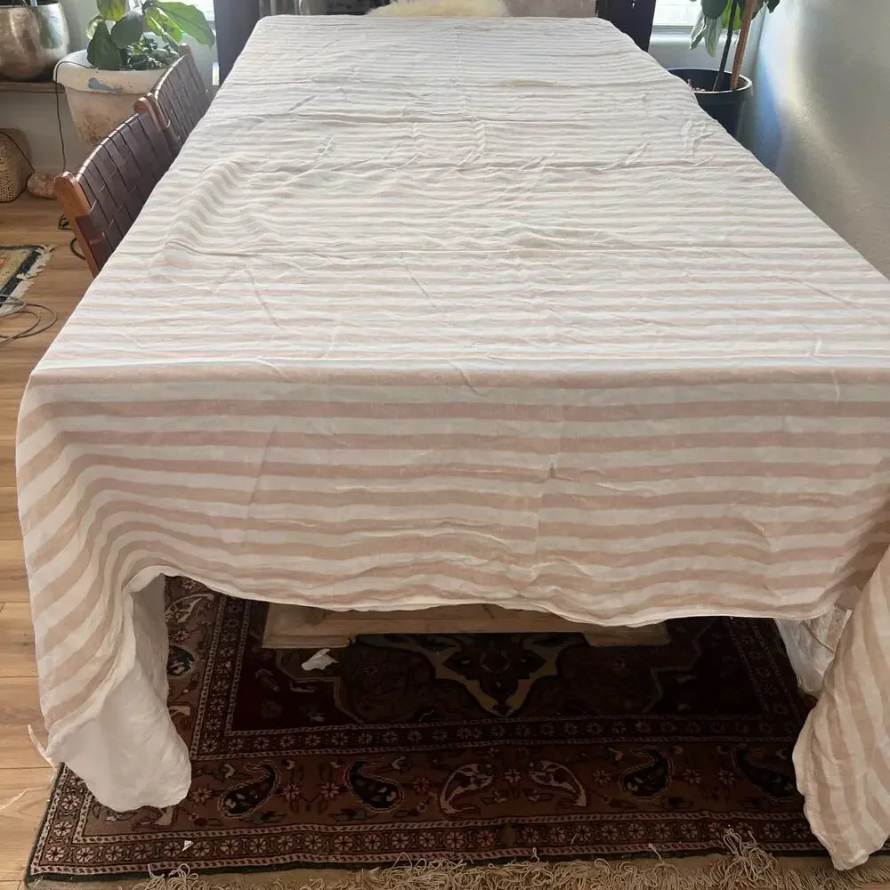 Brooklinen European Linen Duvet Cover Striped King Cali King Soft beige Ivory